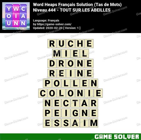 wordalot 444|Solution Wordalot Niveau 444 .